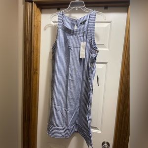 For Cynthia blue and white stripe dress with button detail down the side XL OBO